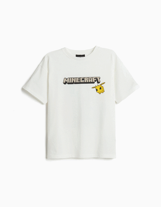 Comprar Online T-shirt Manga Curta 'Minecraft', Menino, Branco