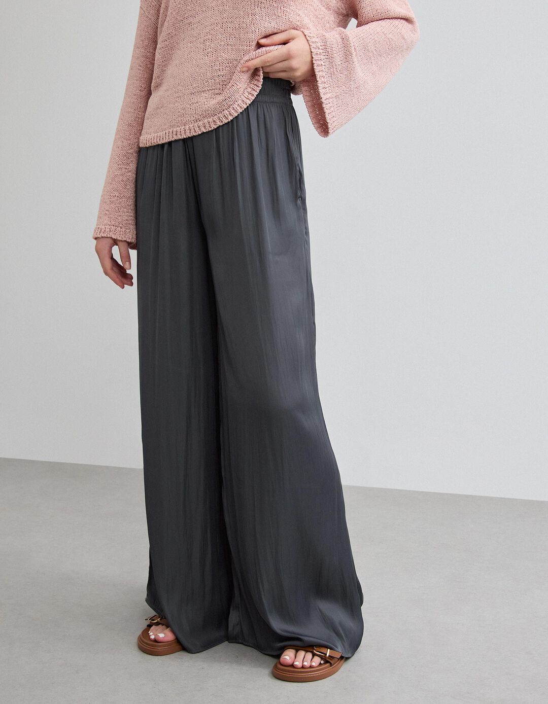 Cal&ccedil;as 'Wide', Mulher, Cinzento