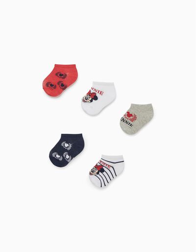 5 Pairs of Ankle Socks for Baby Girls 'Minnie', Multicoloured
