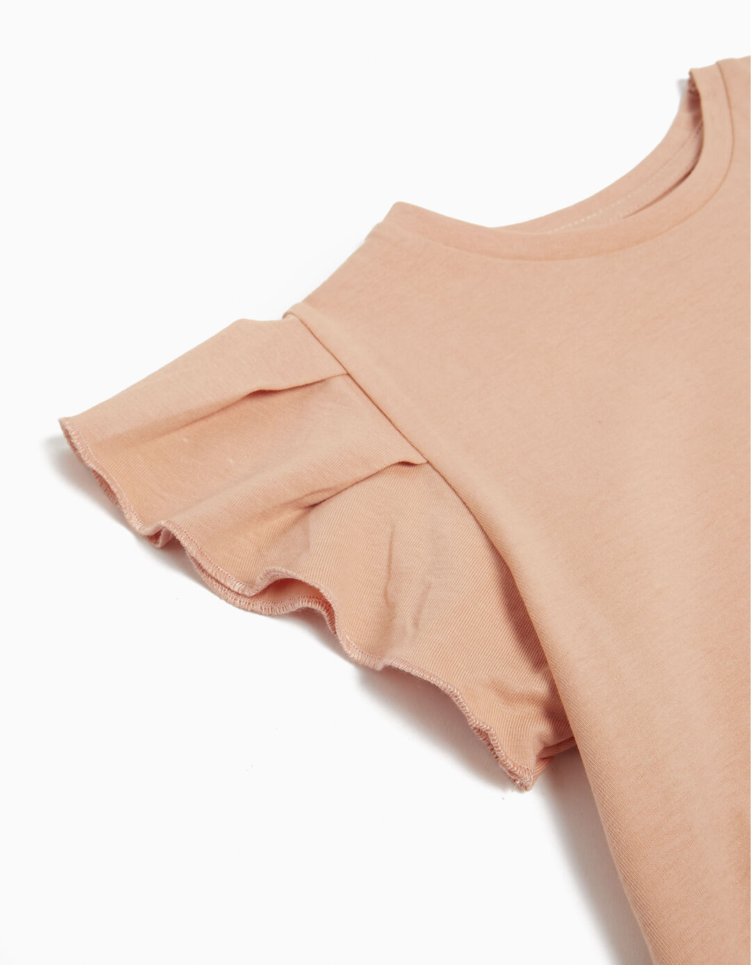 Ruffled T-shirt, Girl, Light Orange
