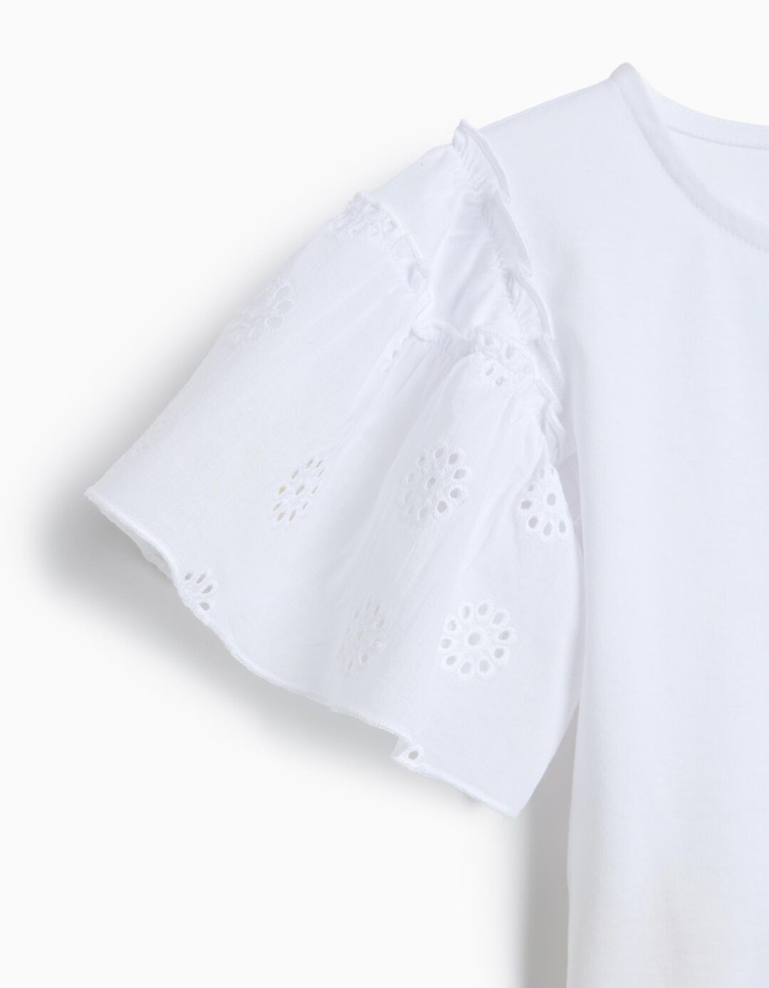 T-shirt Manga Curta, Menina, Branco