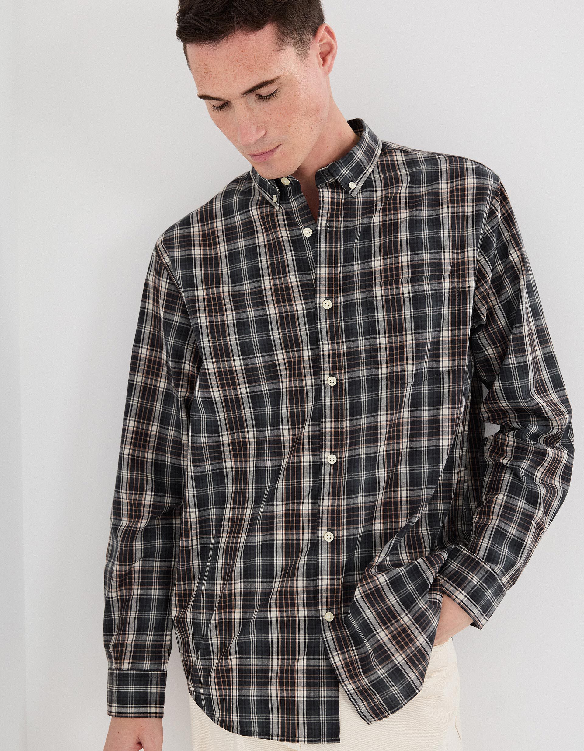 Comprar Online Camisa de Xadrez, Homem, Castanho Escuro
