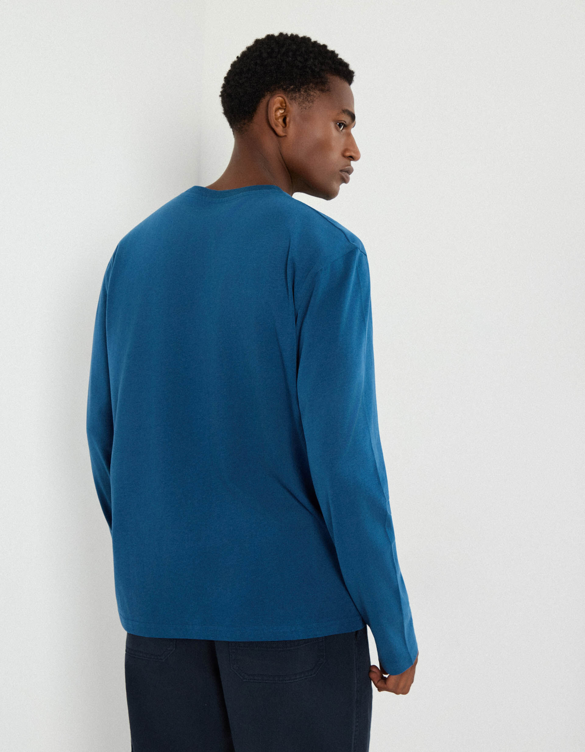 Comprar Online T-shirt de Manga Comprida Estampado, Homem, Azul 