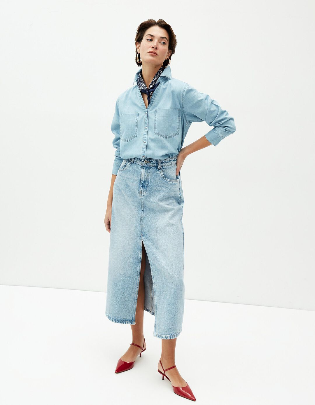 Sobrecamisa de Ganga, Mulher, Azul Claro