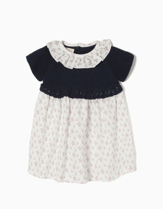 Combined Dress, Jersey Knit & Little Flowers