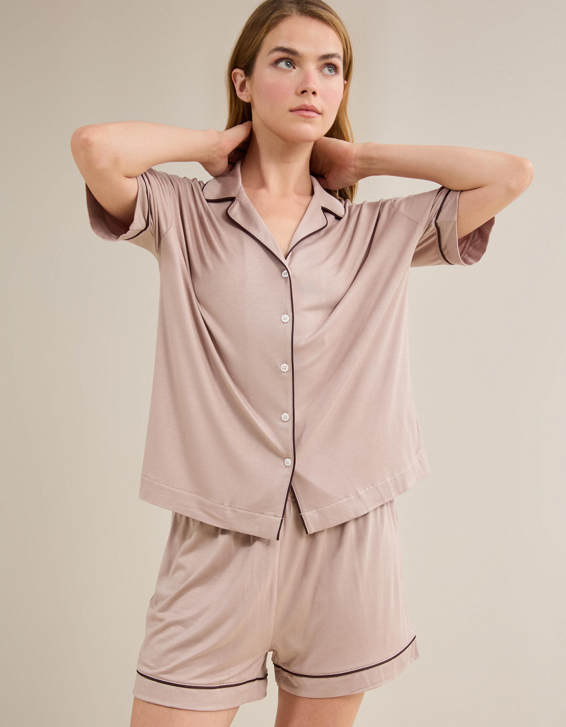 Comprar Online Pijama Em Viscose, Mulher, Bege