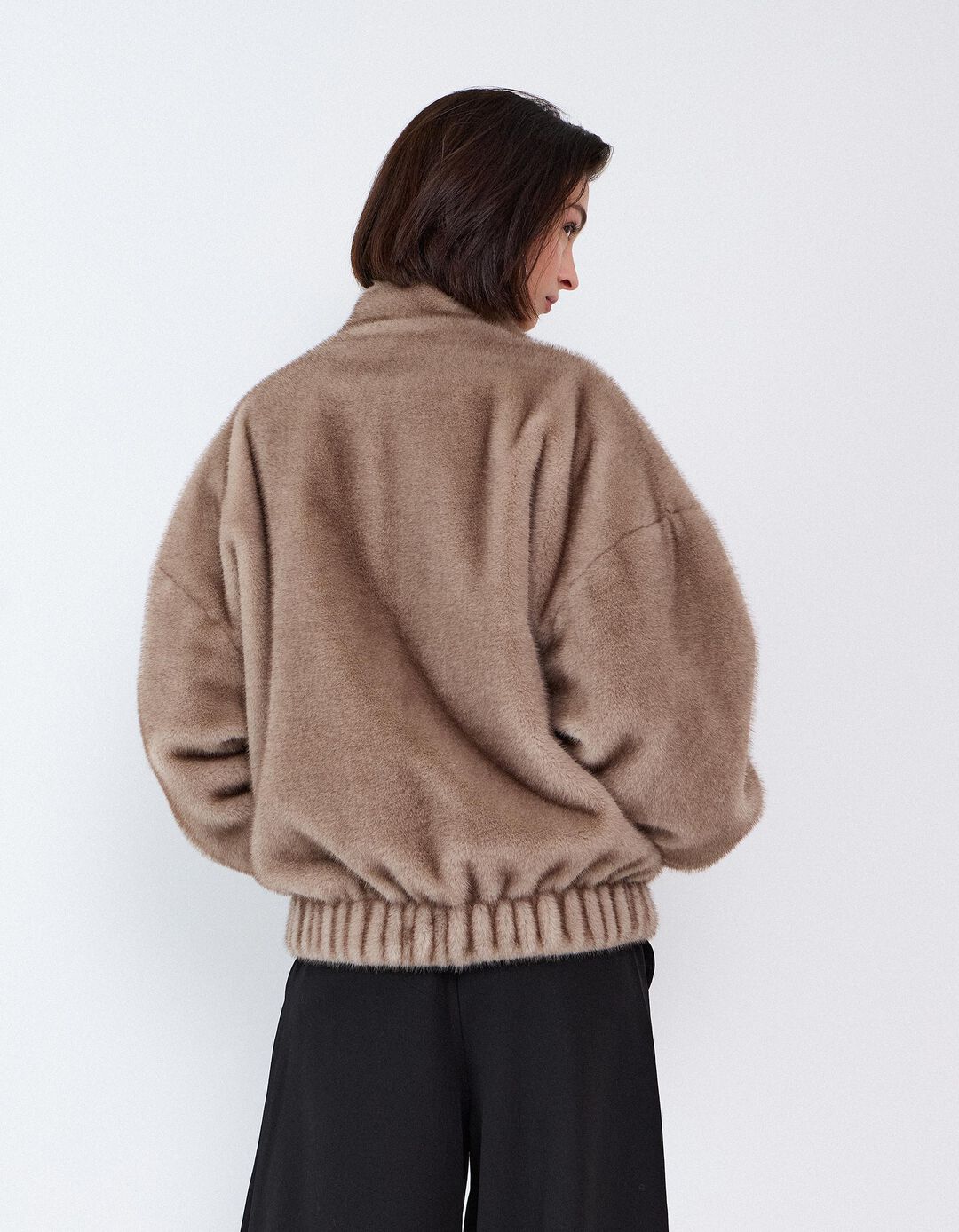 Bomber Efeito Pelo, Mulher, Castanho