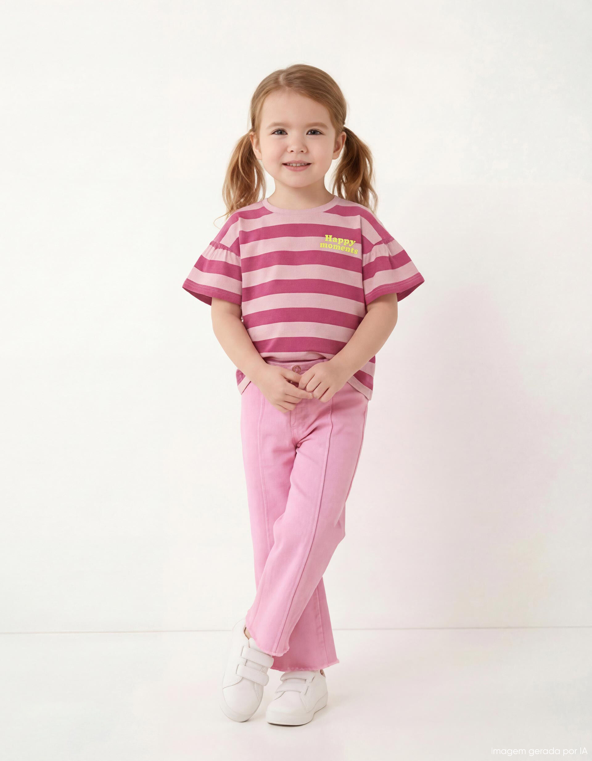 Comprar Online T-shirt Riscas, Menina, Rosa Escuro