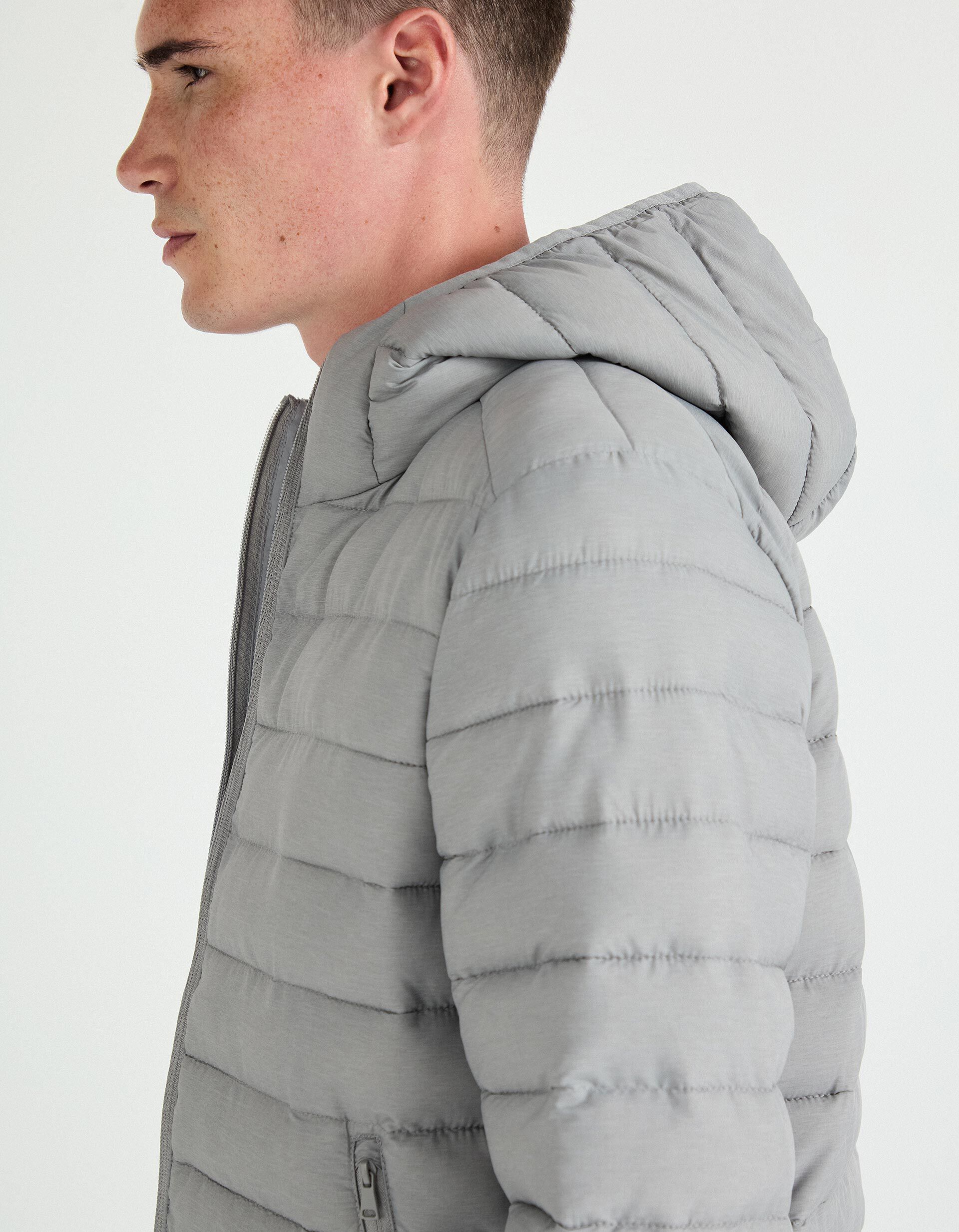 Comprar Online Casaco Acolchoado com Capuz, Homem, Cinzento