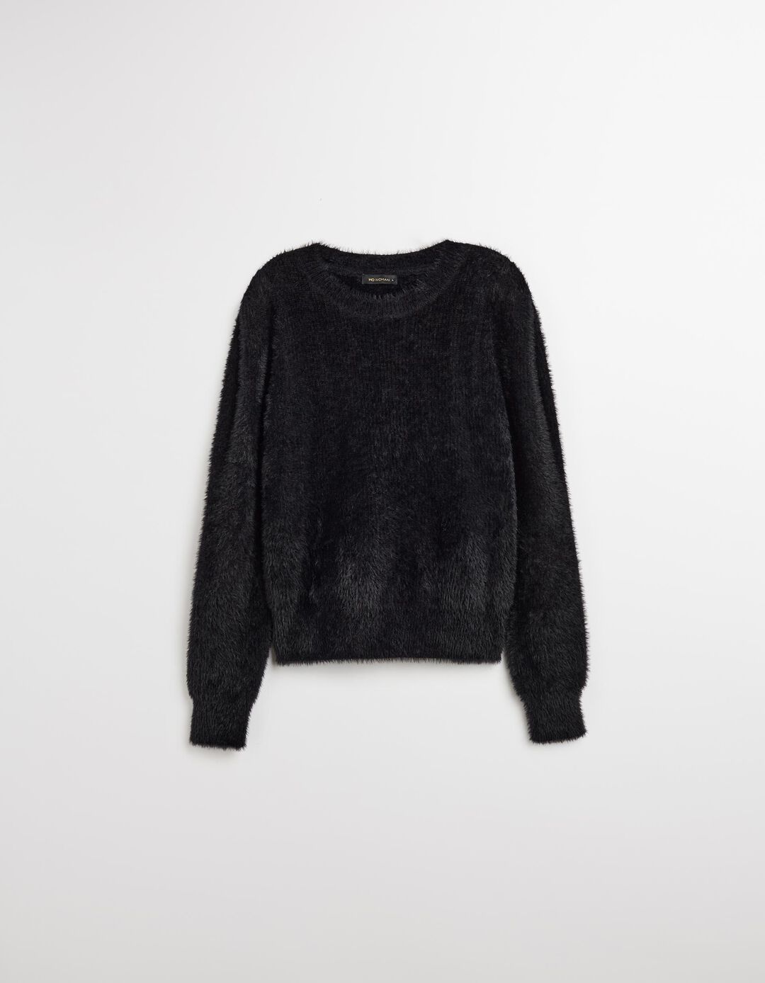 Camisola com Efeito de Pelo, Mulher, Preto