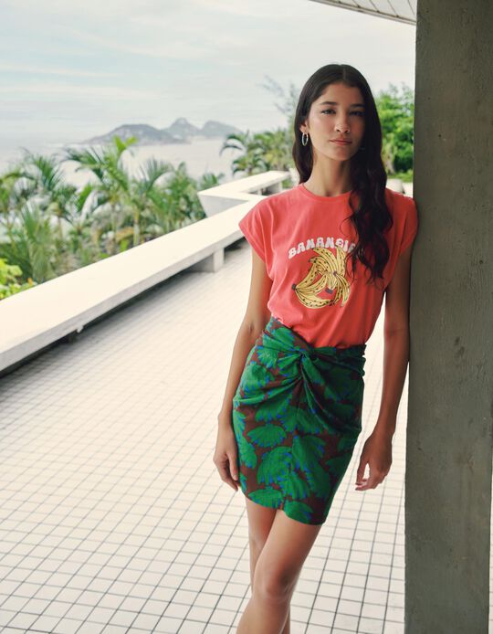 Comprar Online T-shirt Estampada, Mulher, Rosa Escuro