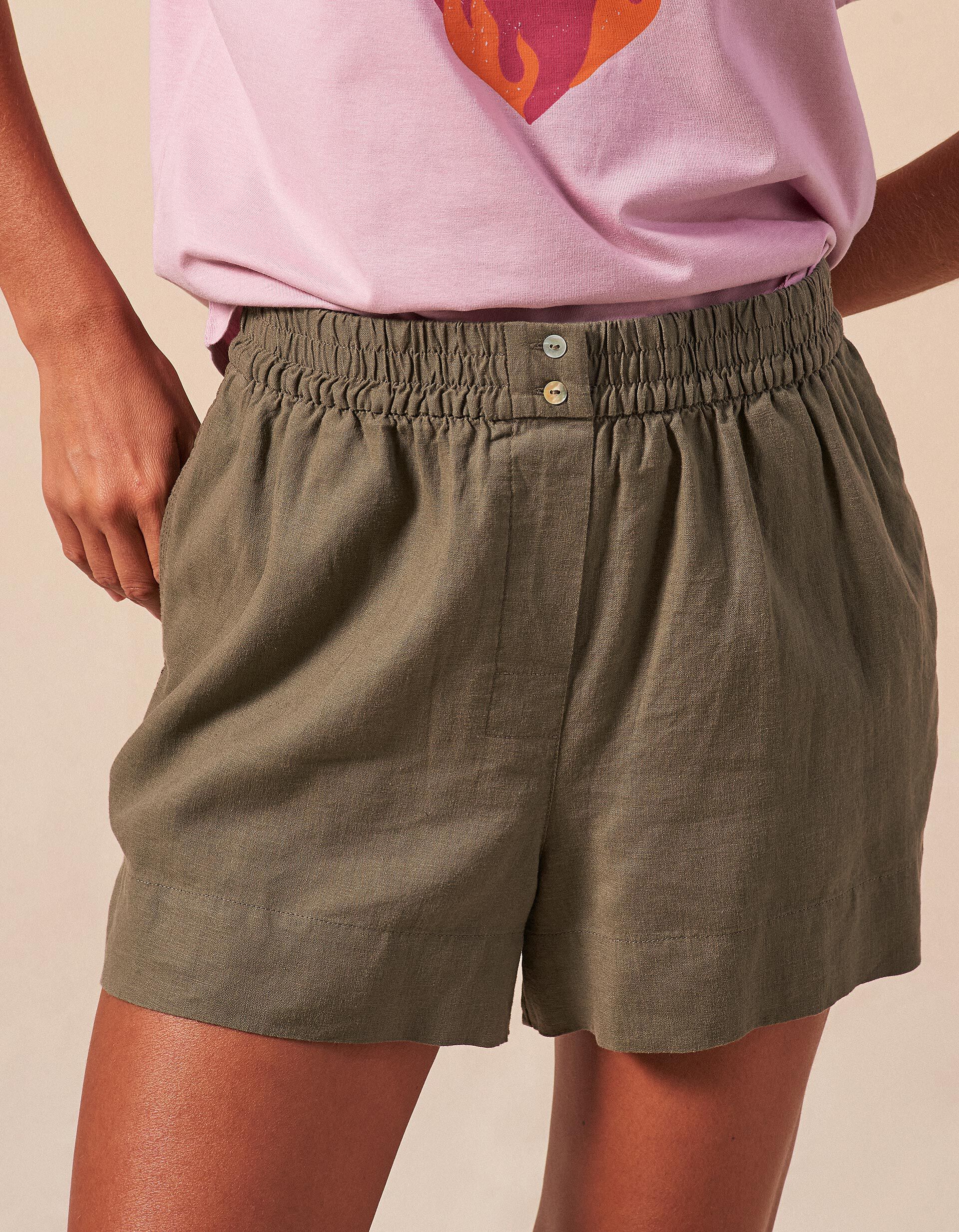 Comprar Online Cal&ccedil;&otilde;es com Linho, Mulher, Verde Escuro