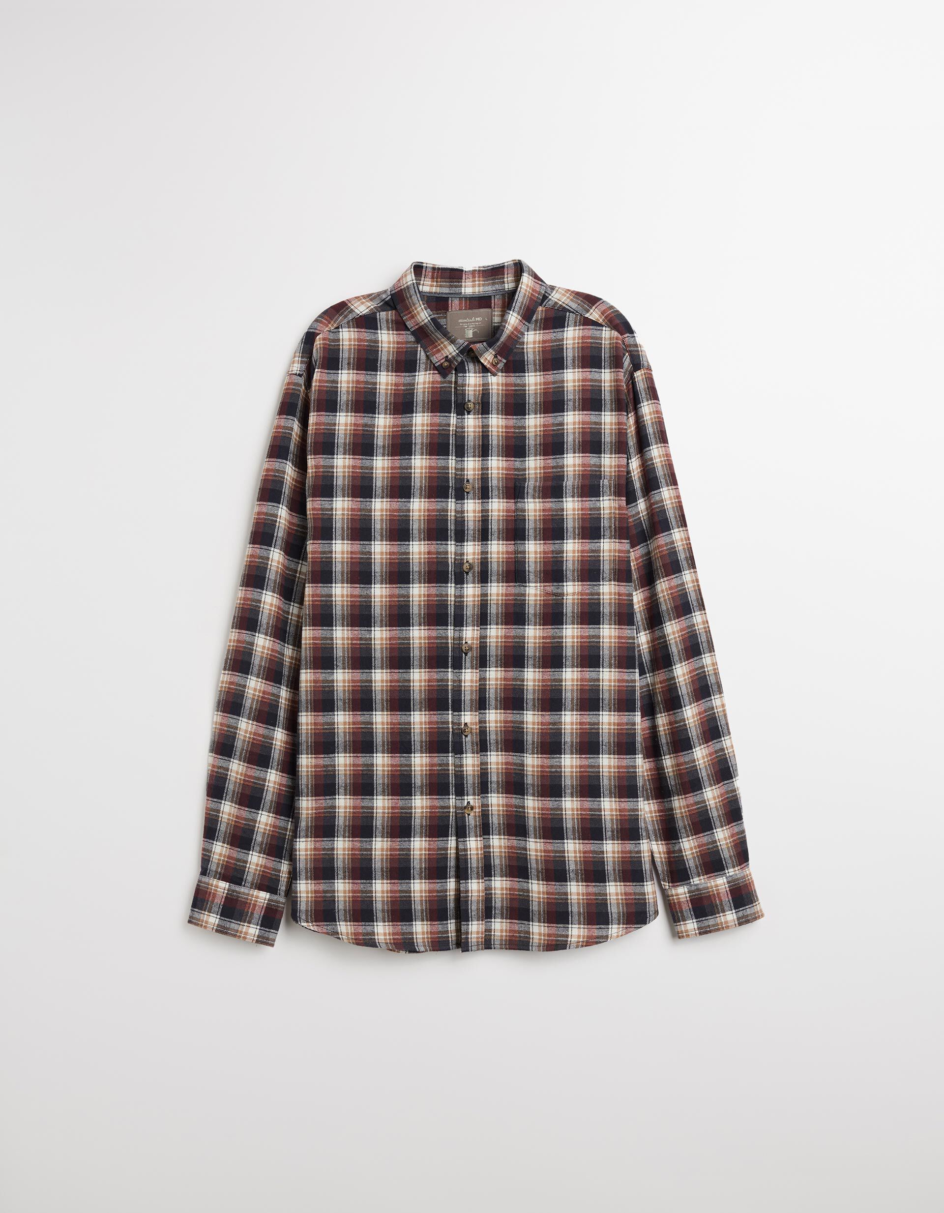 Comprar Online Camisa Flanela de Xadrez, Homem, Bege Escuro