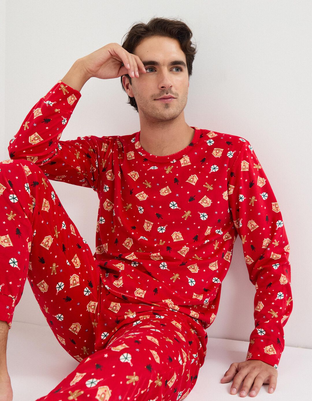 Pijama Polar de Natal, Homem, Vermelho