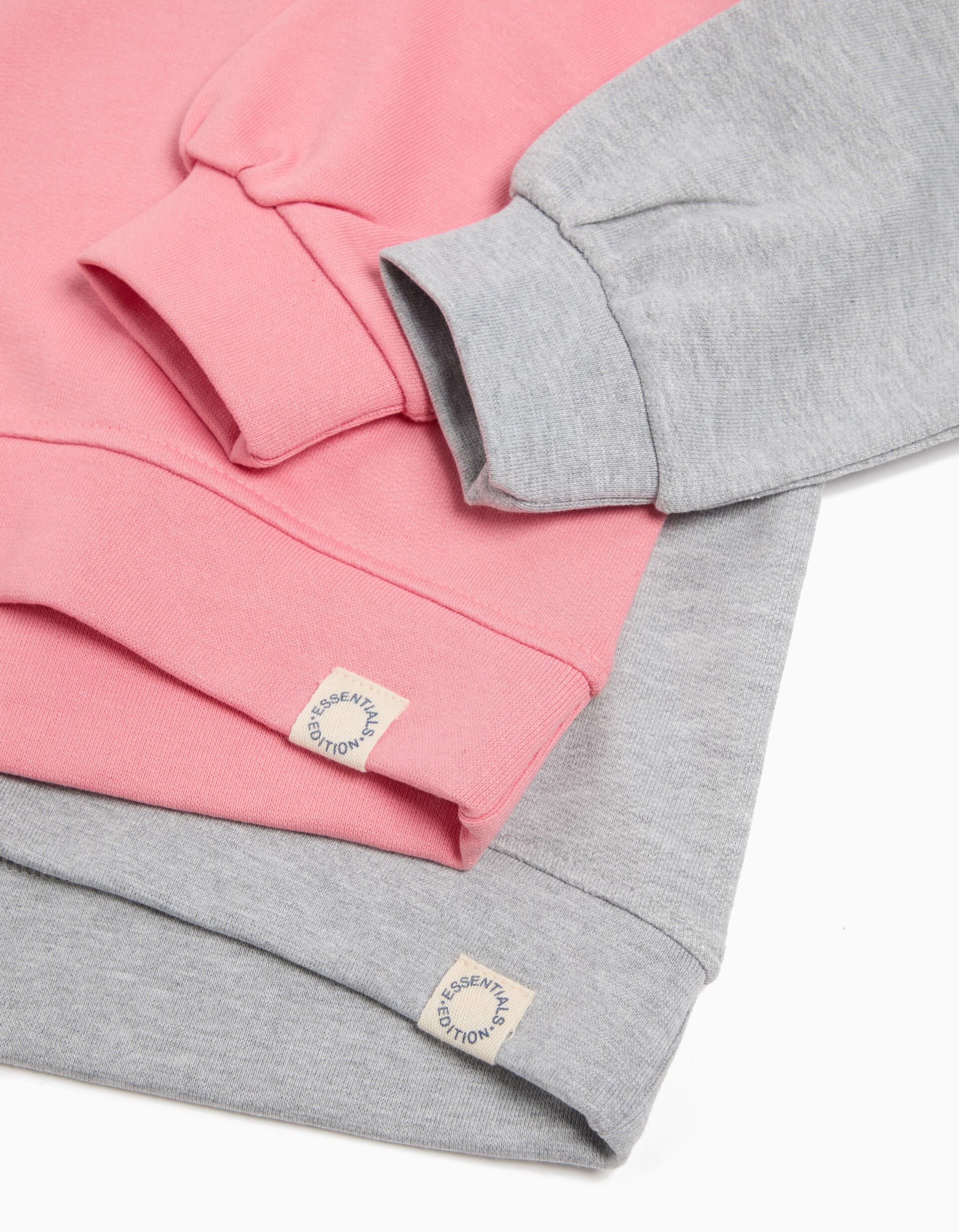 Comprar Online Pack 2 Sweatshirts de Felpa, Menina, Rosa Claro/Cinzento Claro