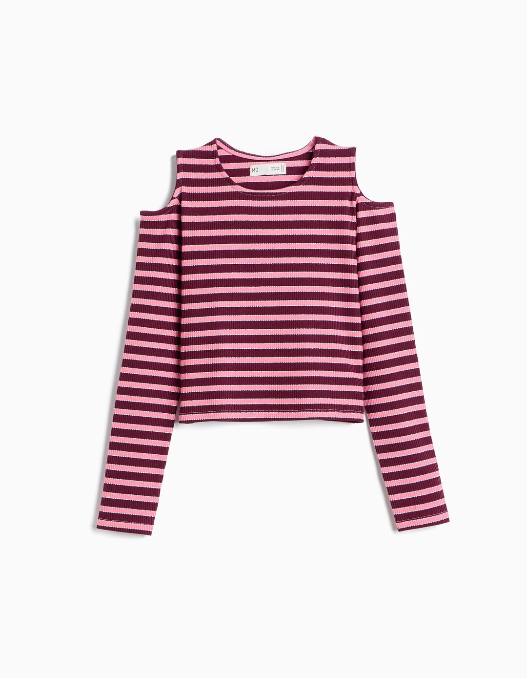T-shirt De Manga Comprida &Agrave;s Riscas, Menina, Roxo Escuro