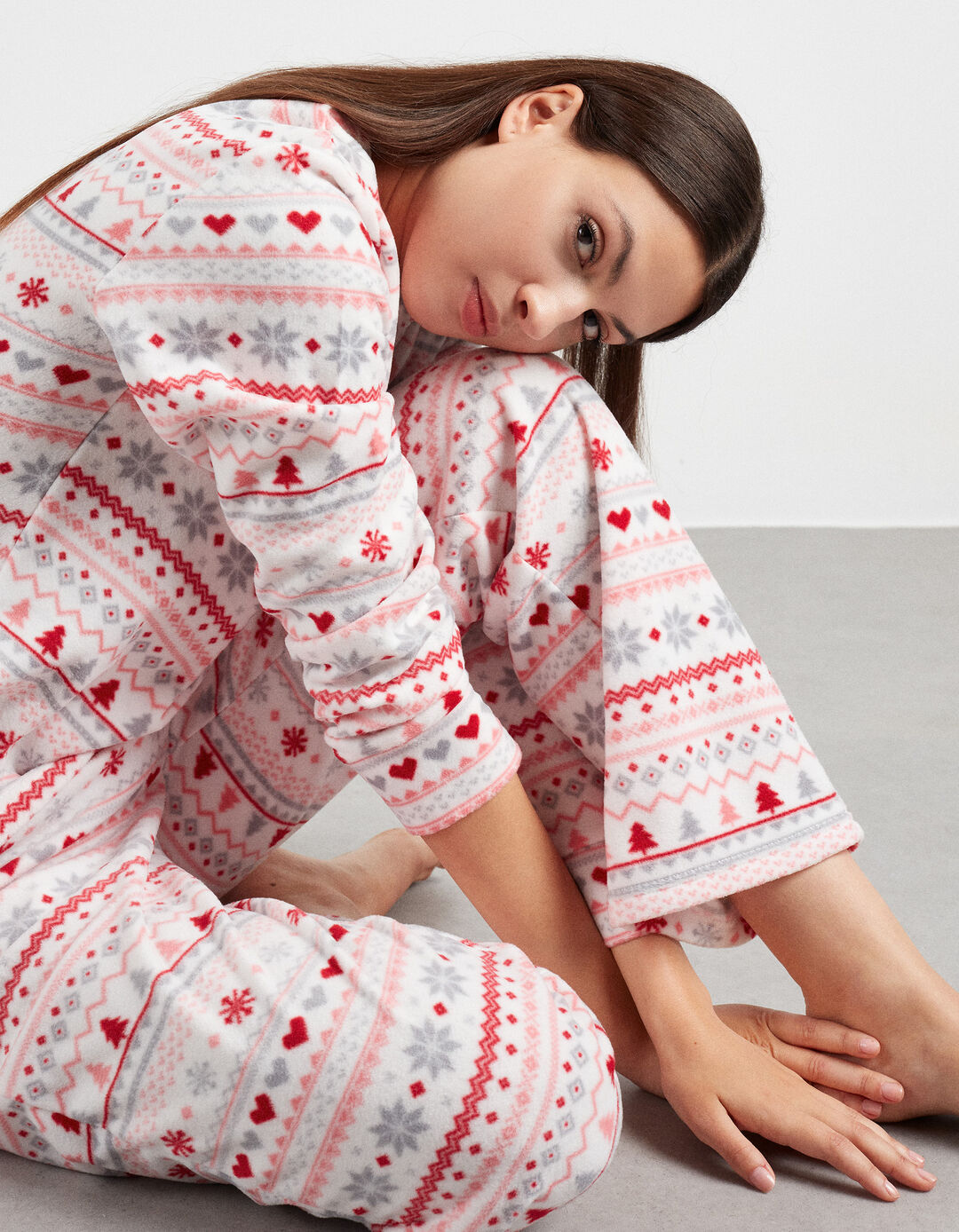 Pijama Polar 'Natal', Mulher, Bege