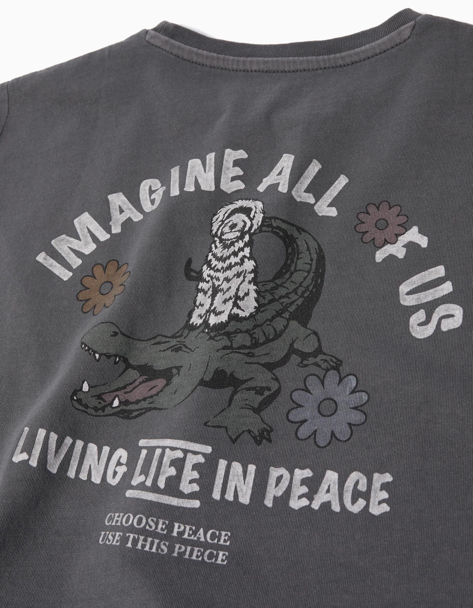 Comprar Online T-shirt sem Mangas 'Peace Language', Menina, Cinzento Escuro