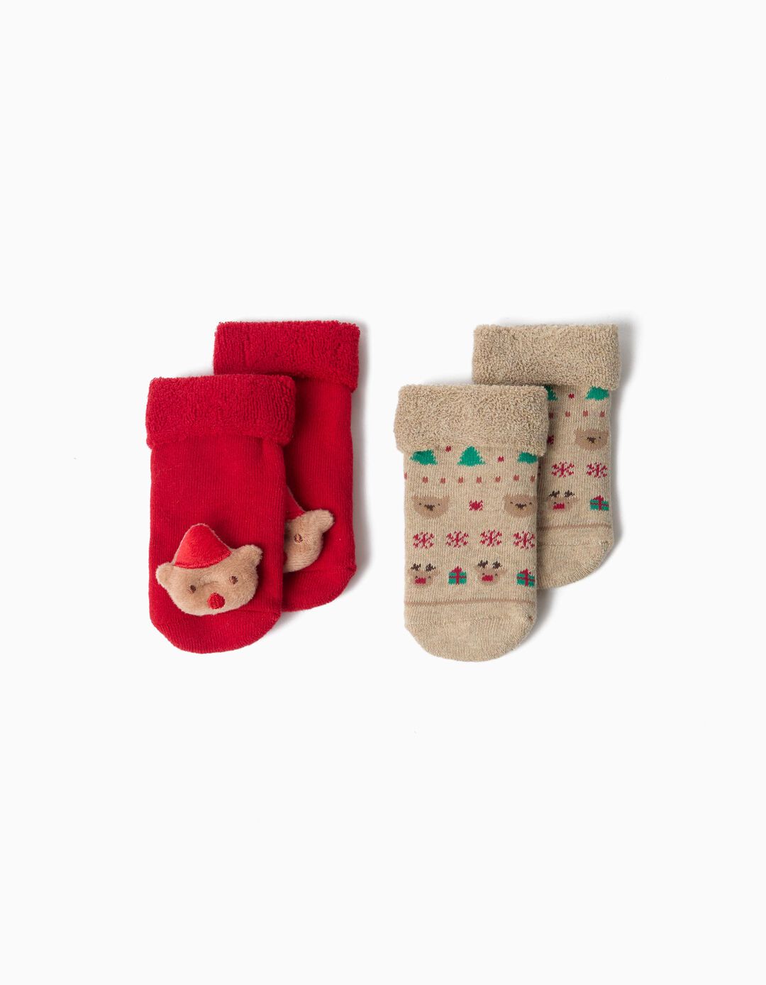 Pack 2 Pares De Meias Natal, Menino, Vermelho 