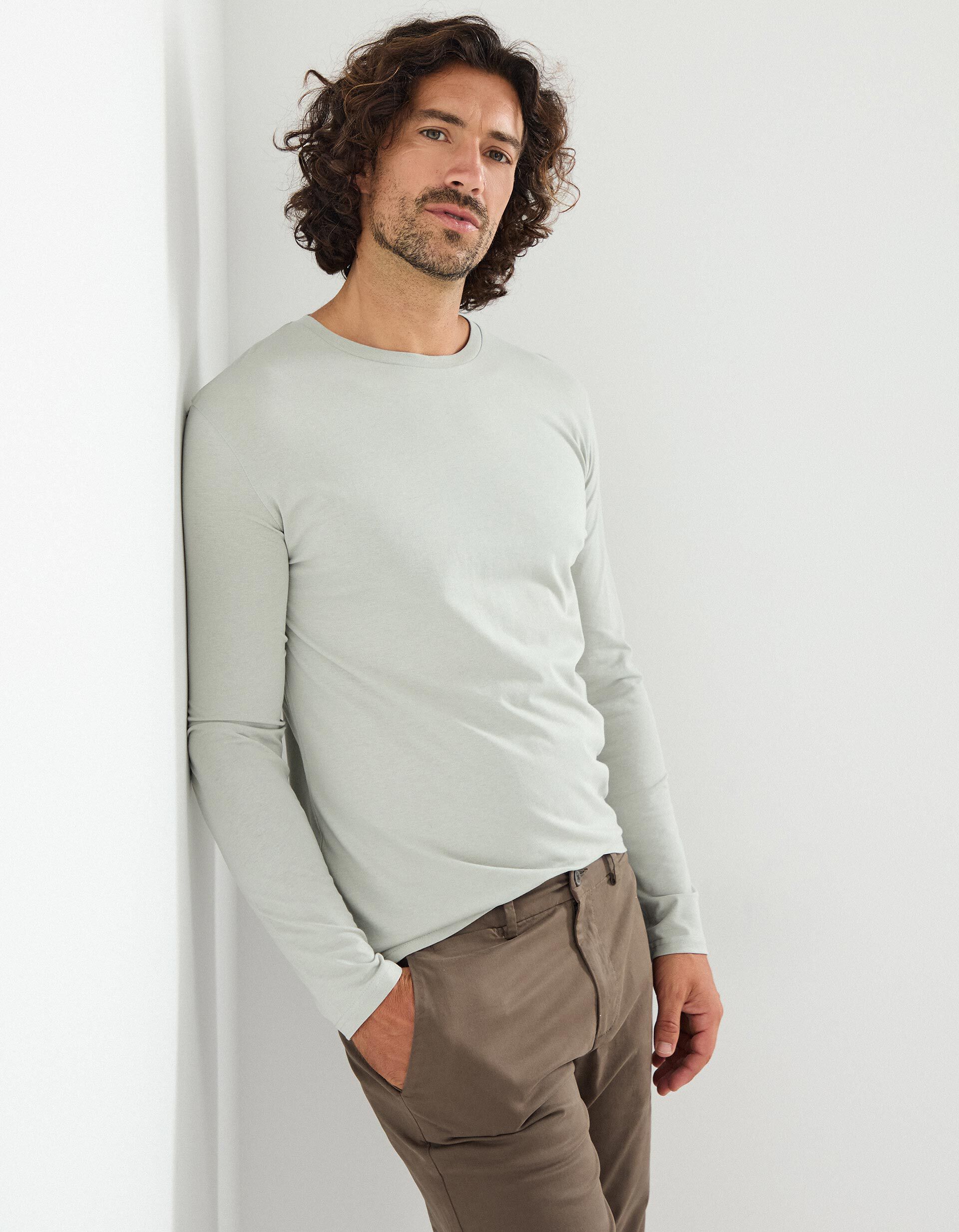 Comprar Online T-shirt Manga Comprida, Homem, Verde Claro