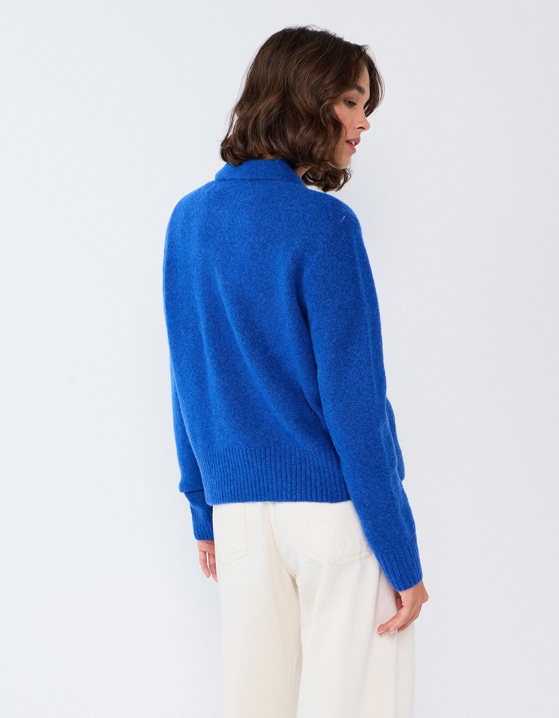 Comprar Online Polo Em Mistura De L&atilde; E Alpaca, Mulher, Azul