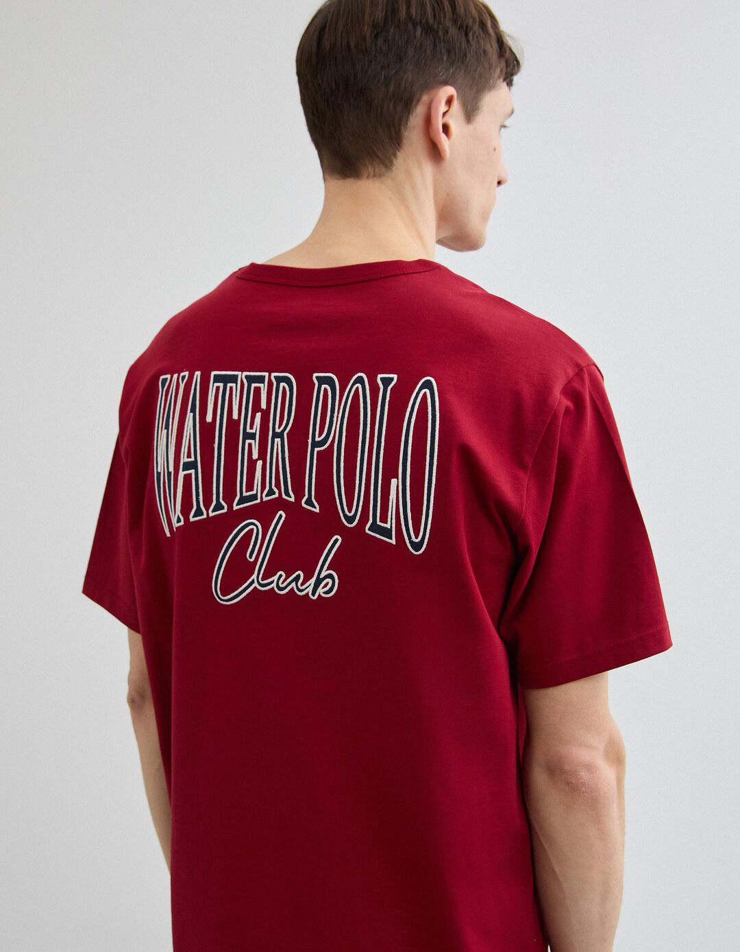 T-shirt Heavy Jersey Bordado, Homem, Vermelho Escuro