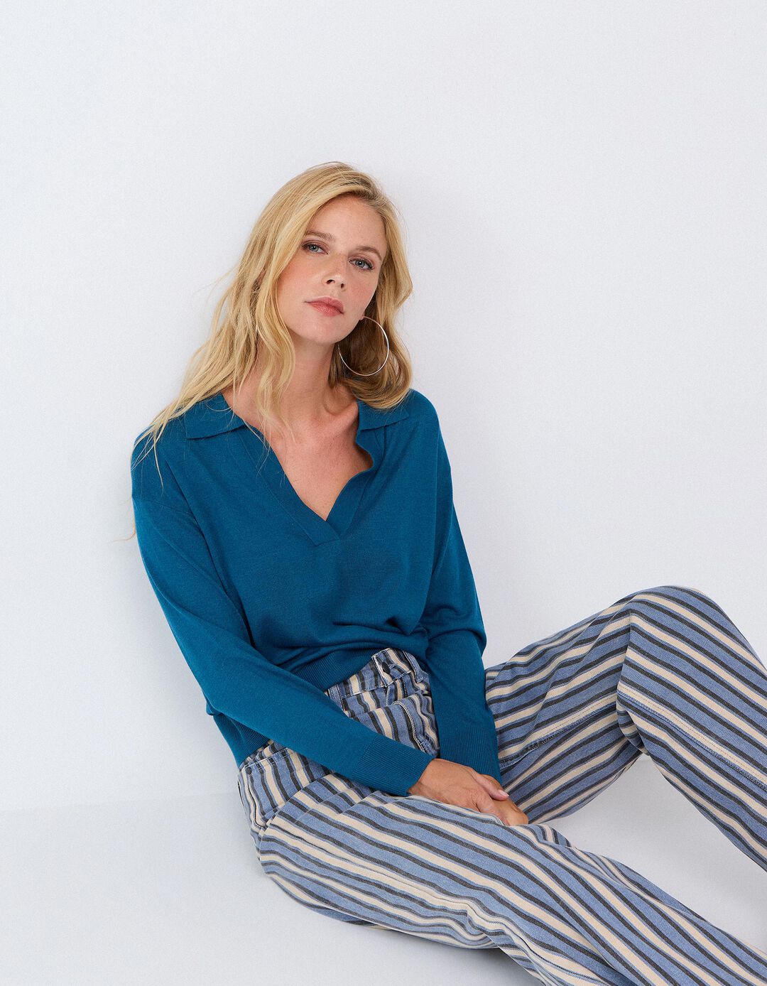 Sweater Polo, Mulher, Azul
