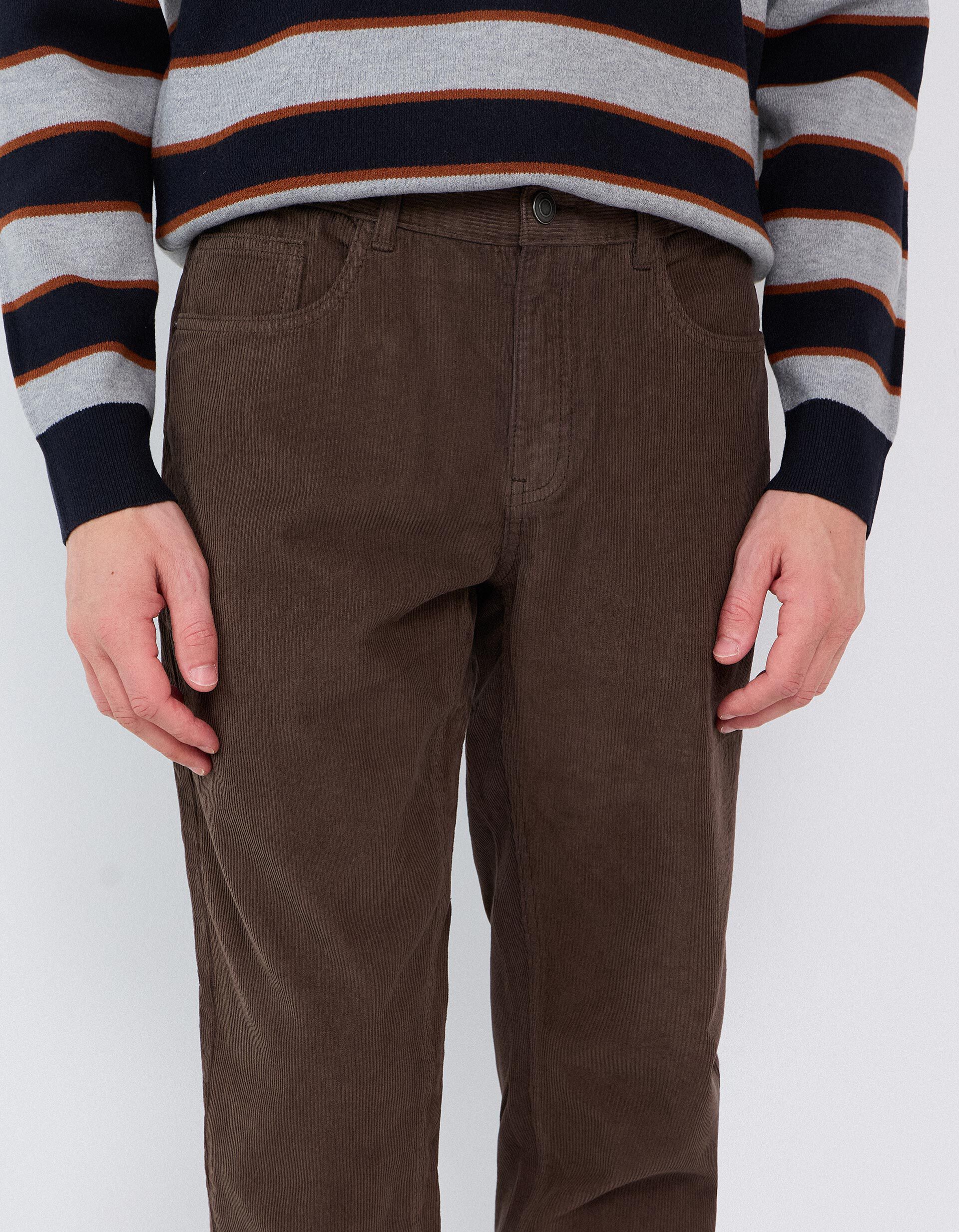Comprar Online Cal&ccedil;as De Bombazina Slim Fit, Homem, Castanho Escuro