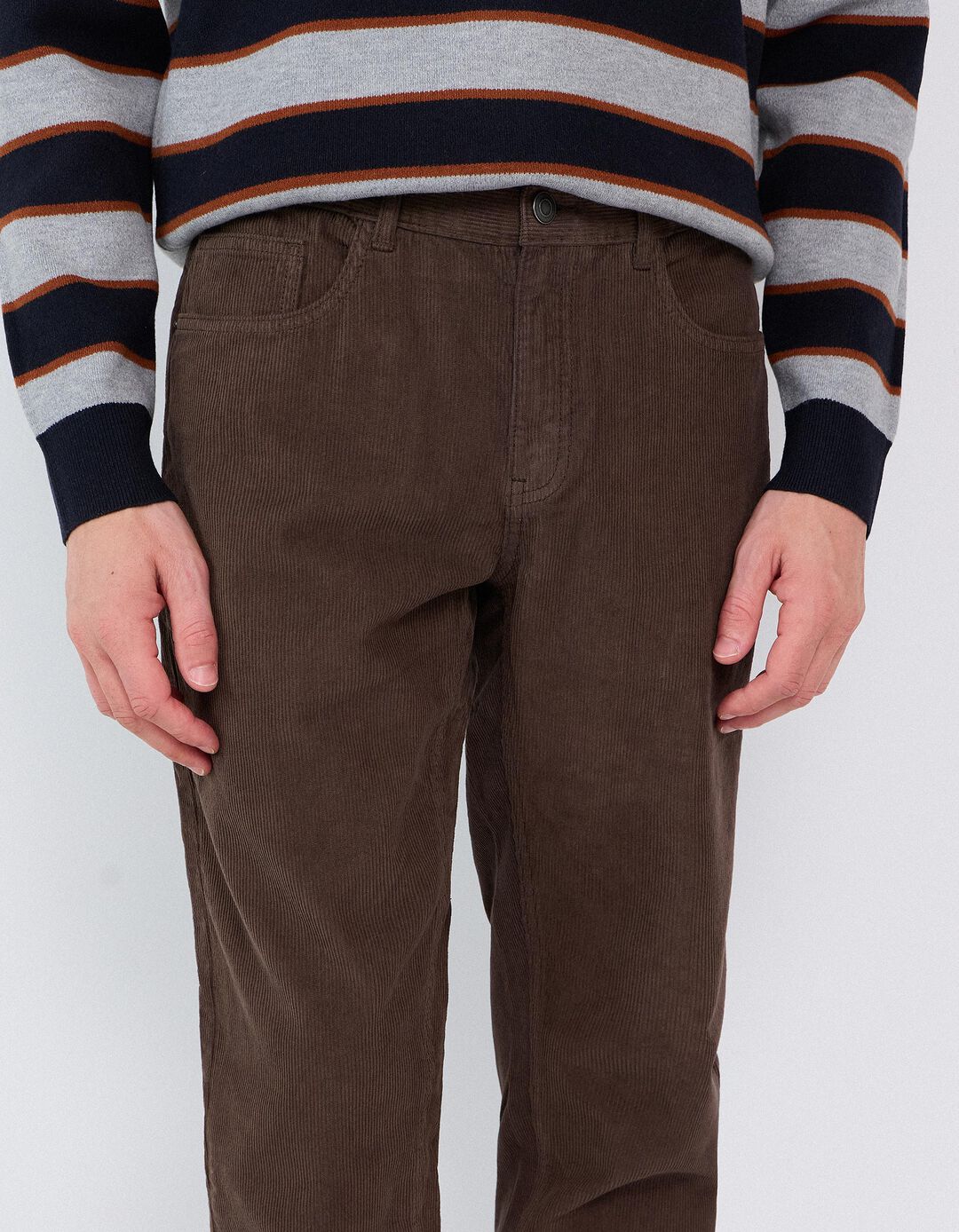 Cal&ccedil;as De Bombazina Slim-Fit, Homem, Castanho Escuro