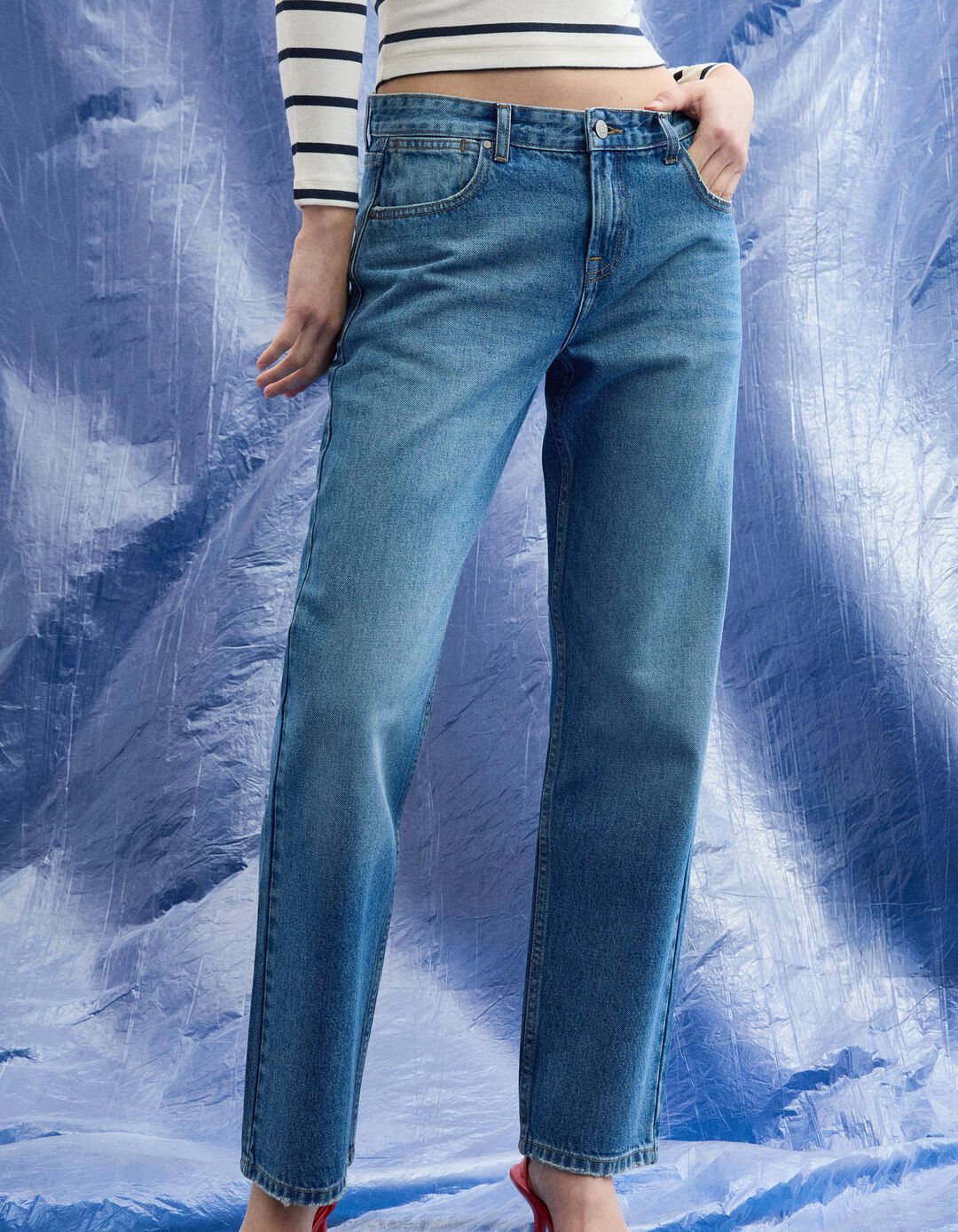 Cal&ccedil;as de Ganga 'Straight Fit', Mulher, Azul