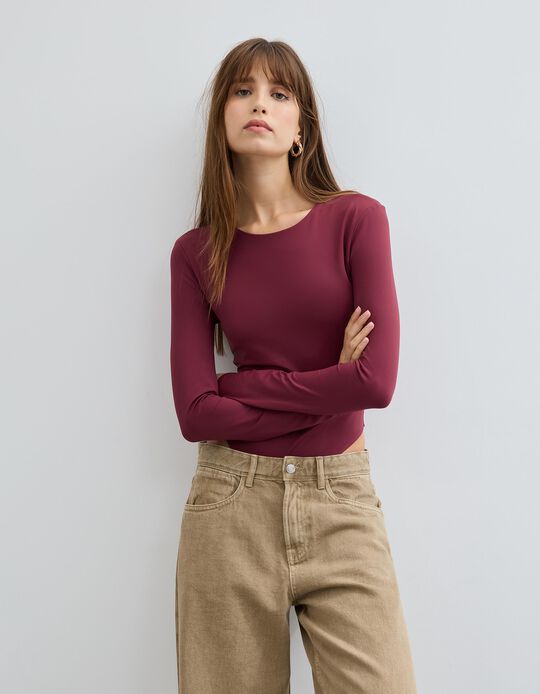 Comprar Online Body de Manga Comprida, Mulher, Vermelho Escuro