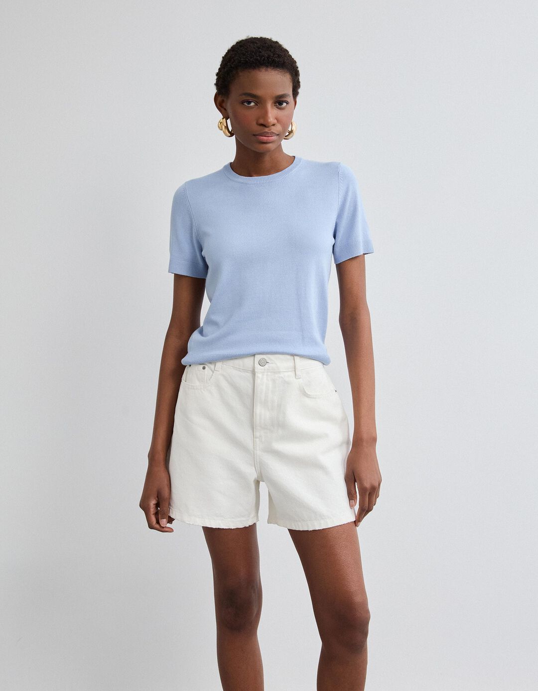 Camisola de Malha, Mulher, Azul Claro