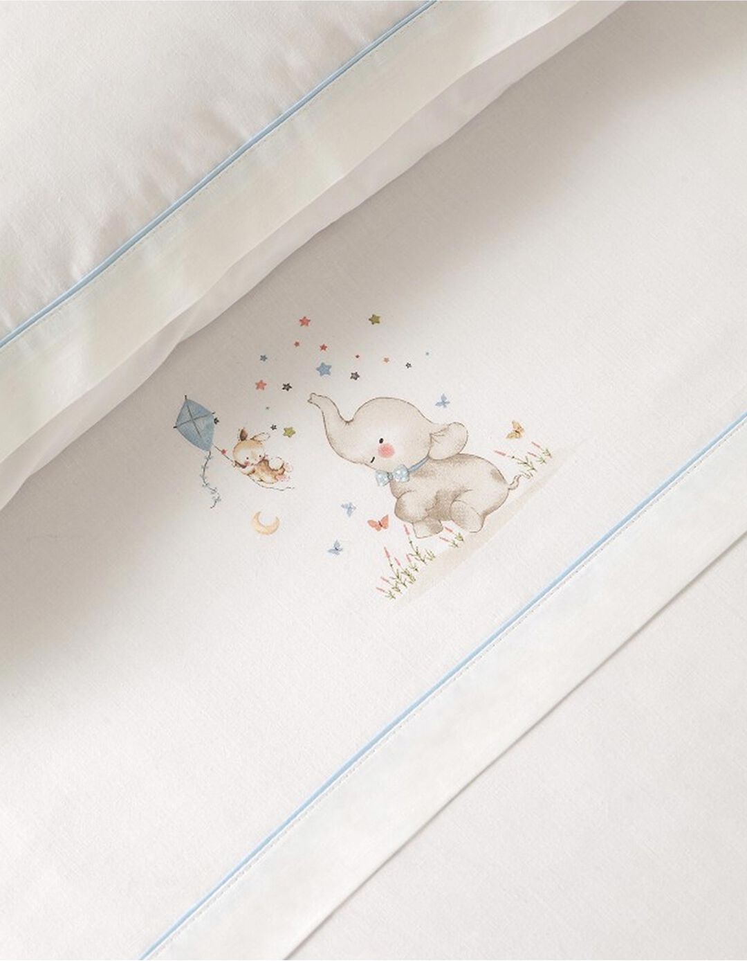 Conjunto De Len&ccedil;&oacute;is De Algod&atilde;o 3 Pcs Interbaby Elephant 60x120 cm, Azul