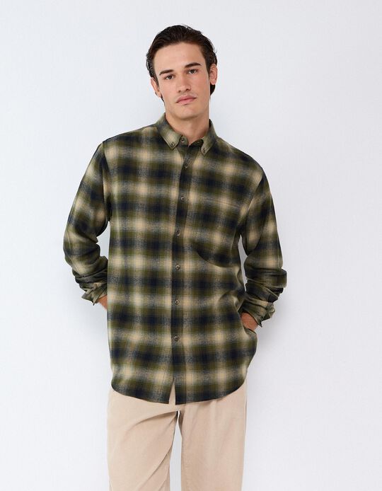 Comprar Online Camisa De Flanela Xadrez, Homem, Verde