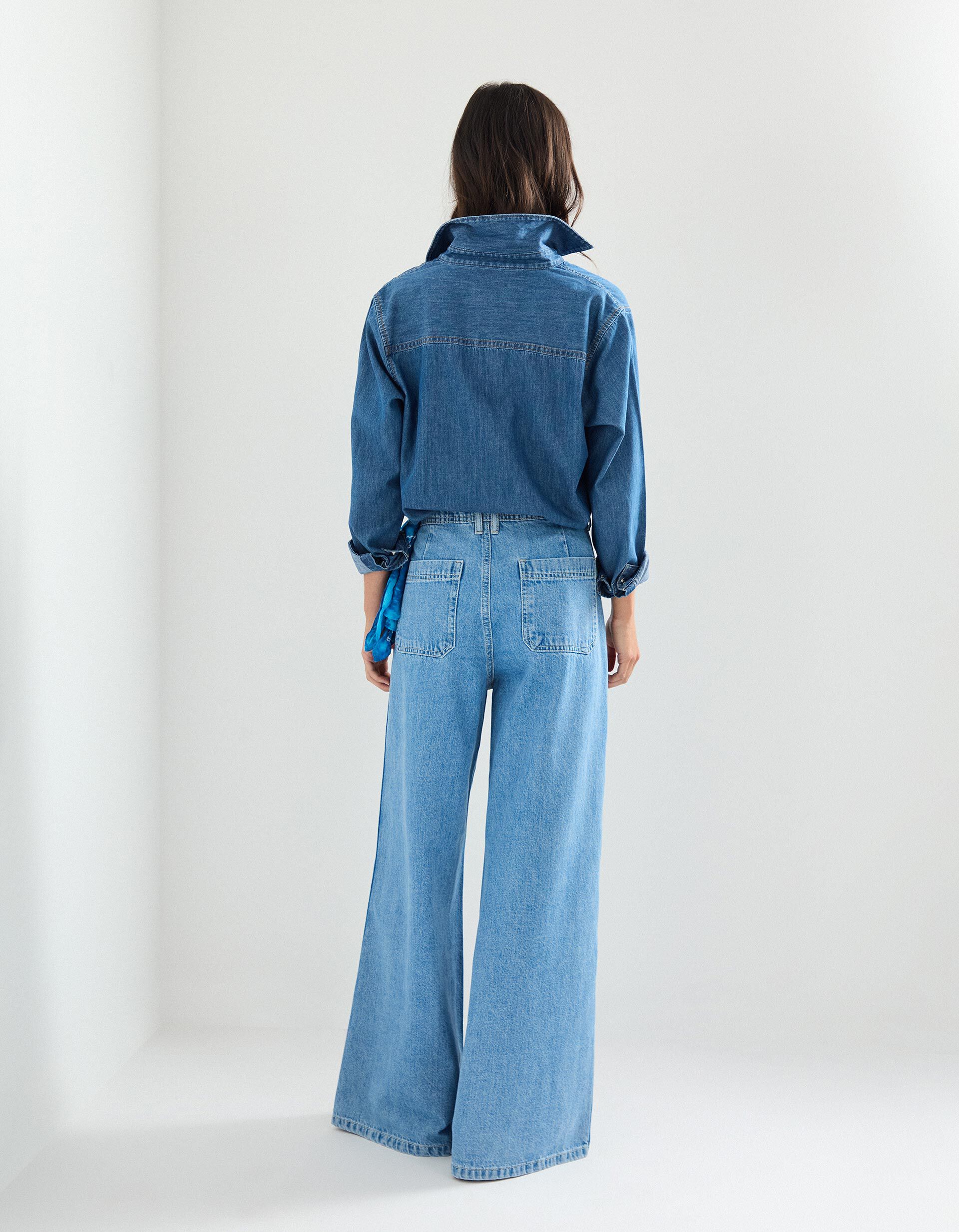 Comprar Online Cal&ccedil;as de Ganga Wide Leg, Mulher, Azul