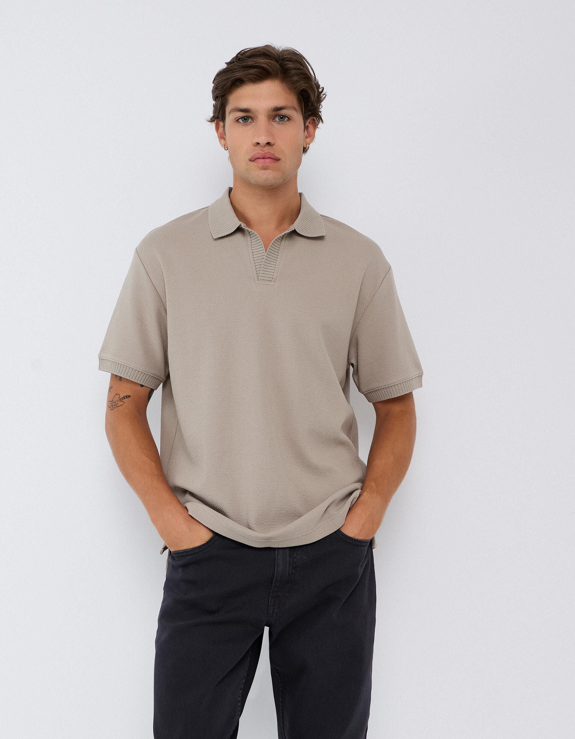 Comprar Online Polo Manga Curta, Homem, Bege Escuro