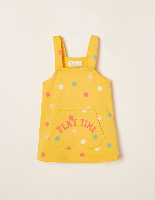 Cotton Pinafore Dress for Newborn Baby Girls, Yellow