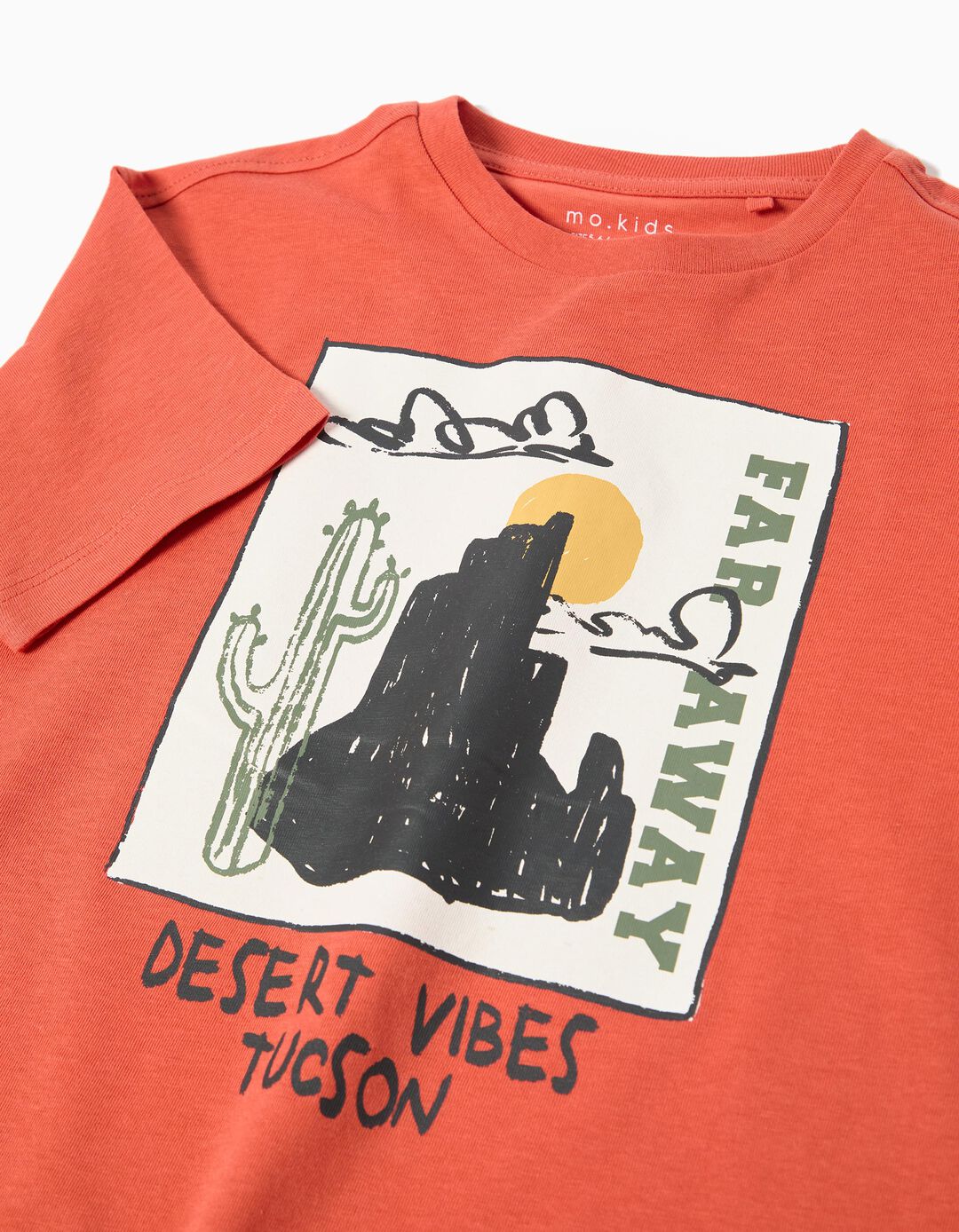 T-shirt Print, Menino, Laranja Escuro