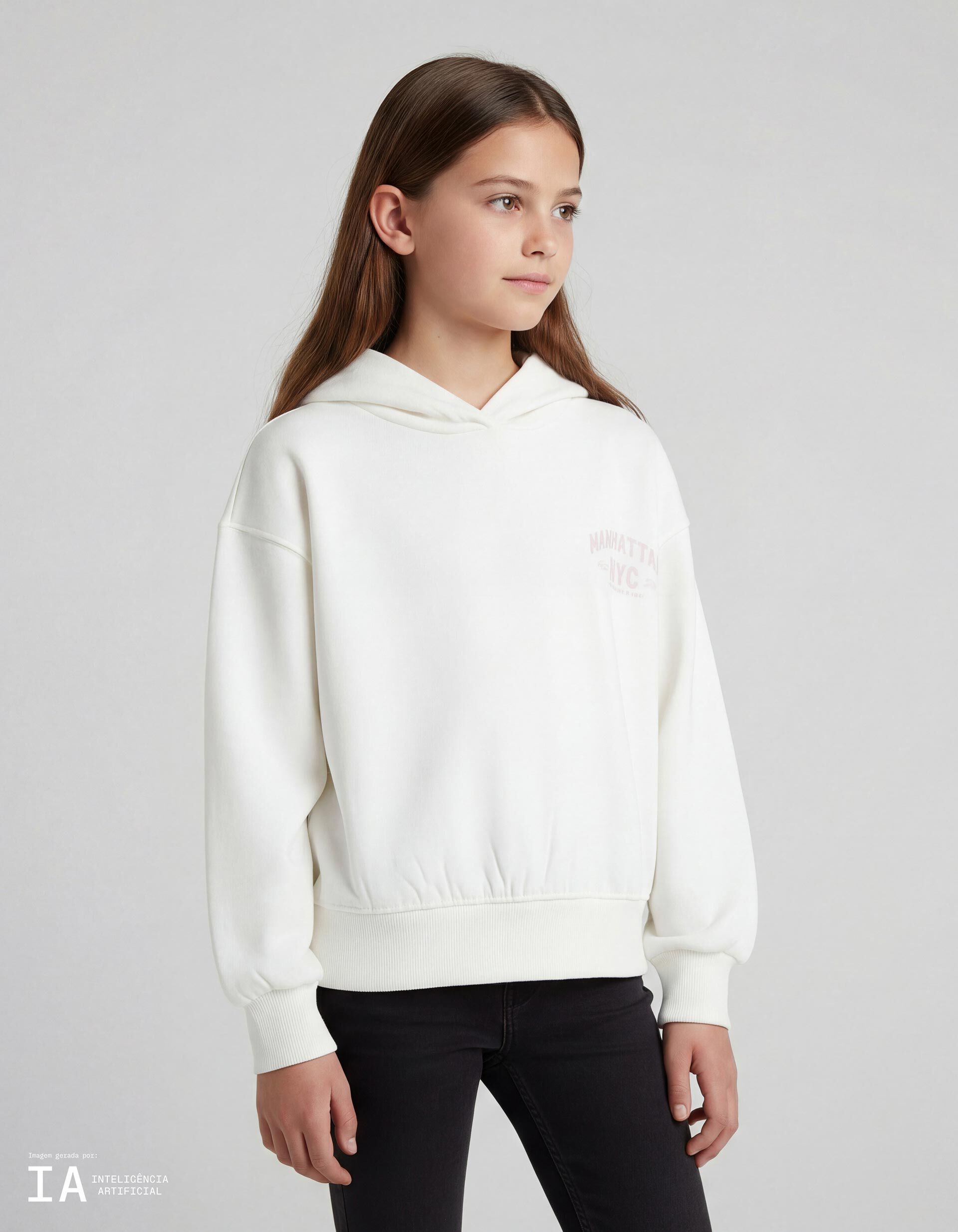 Comprar Online Sweatshirt de Felpa Capuz, Menina, Branco