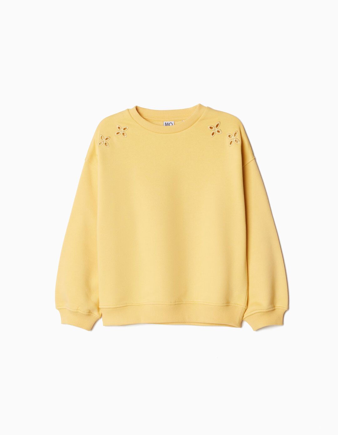 Sweatshirt de Felpa Bordado, Menina, Amarelo Claro