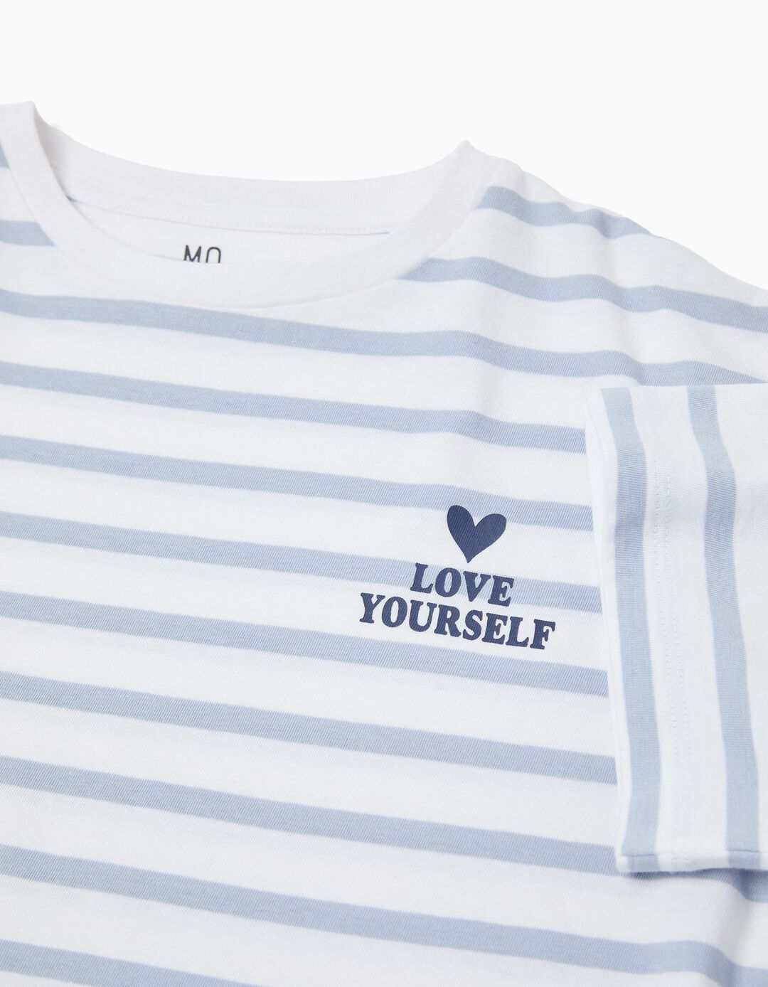 T-shirt Riscas, Menina, Azul