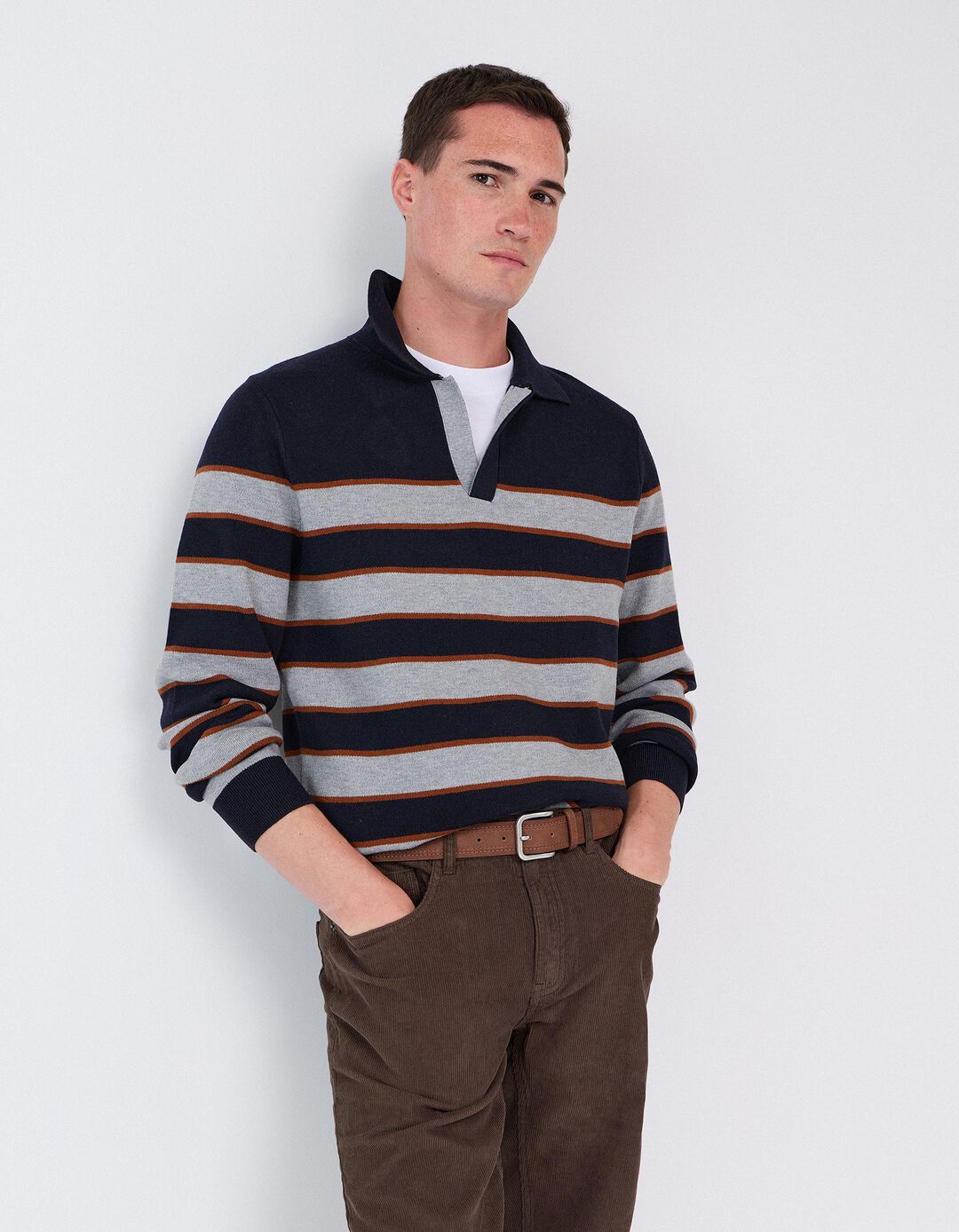 Camisola Com Gola Polo, Homem, Azul Escuro