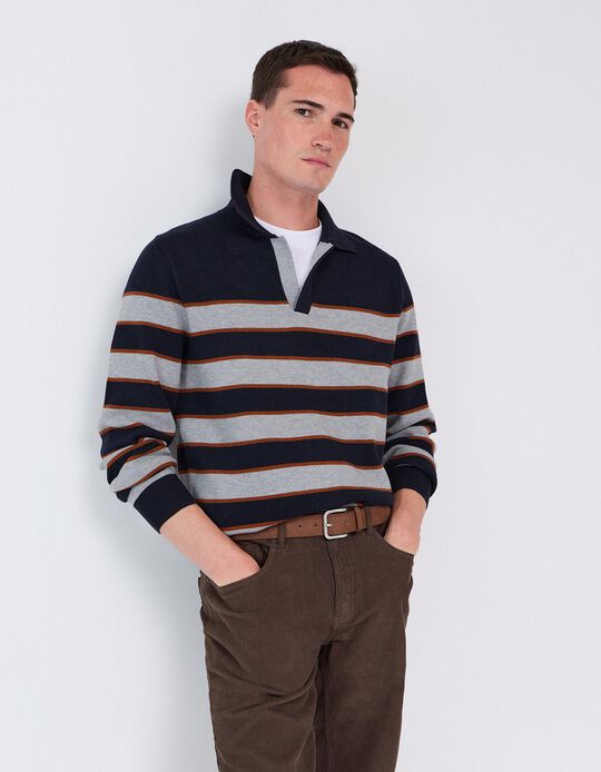 Comprar Online Camisola Com Gola Polo, Homem, Azul Escuro