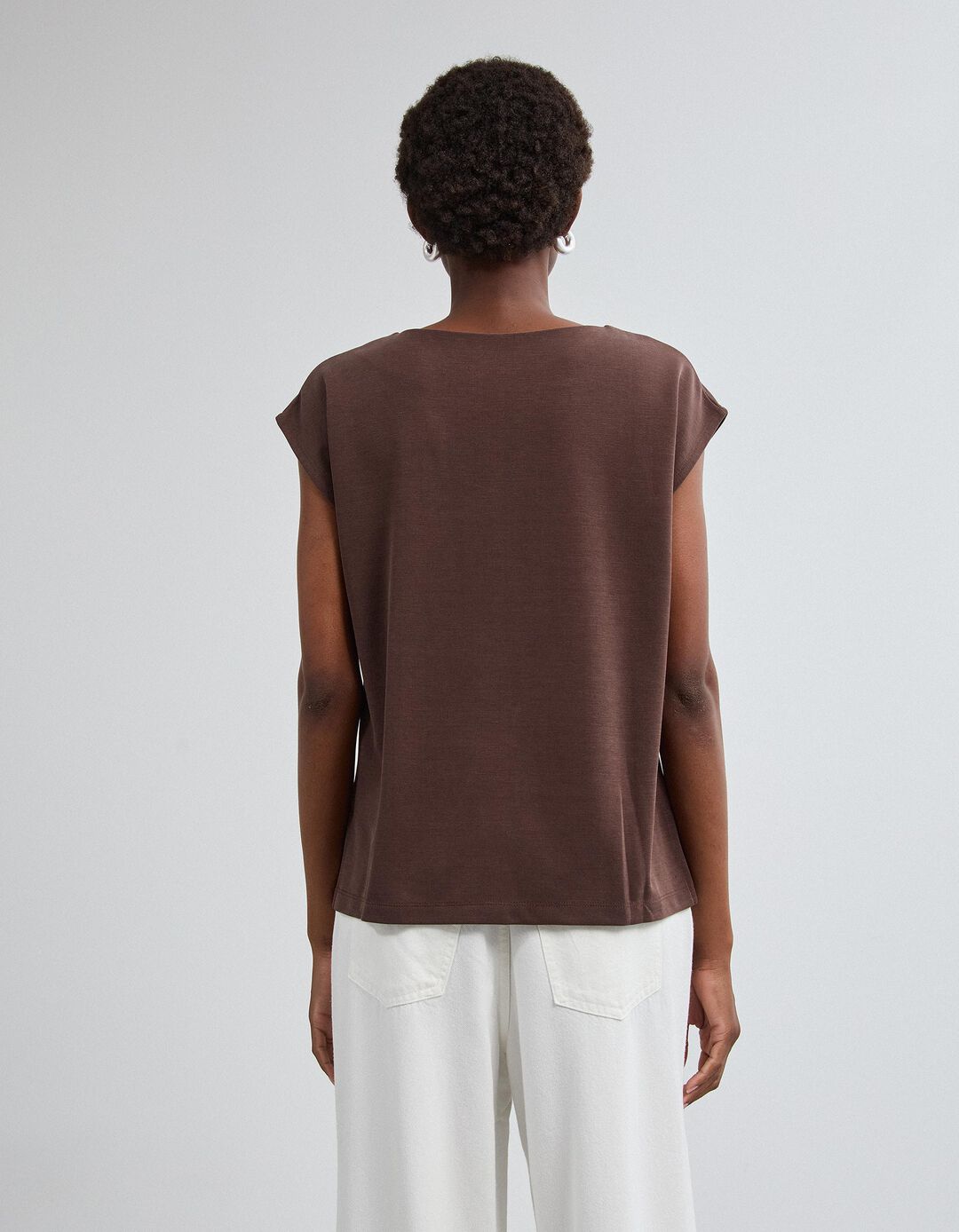 T-shirt Fluida, Mulher, Castanho Escuro