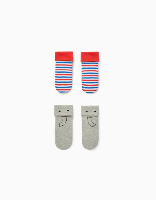 2-Pack Non-Slip Cuffed Socks for Babies 'Elephant', Multicoloured