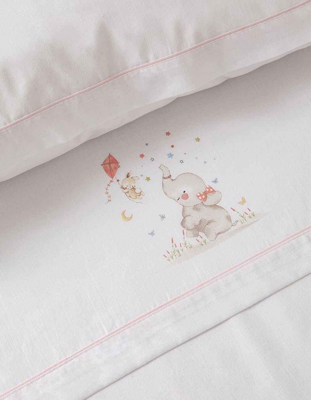 Conjunto De Len&ccedil;&oacute;is de Algod&atilde;o 3 Pcs Interbaby Elephant 60x120 cm, Rosa