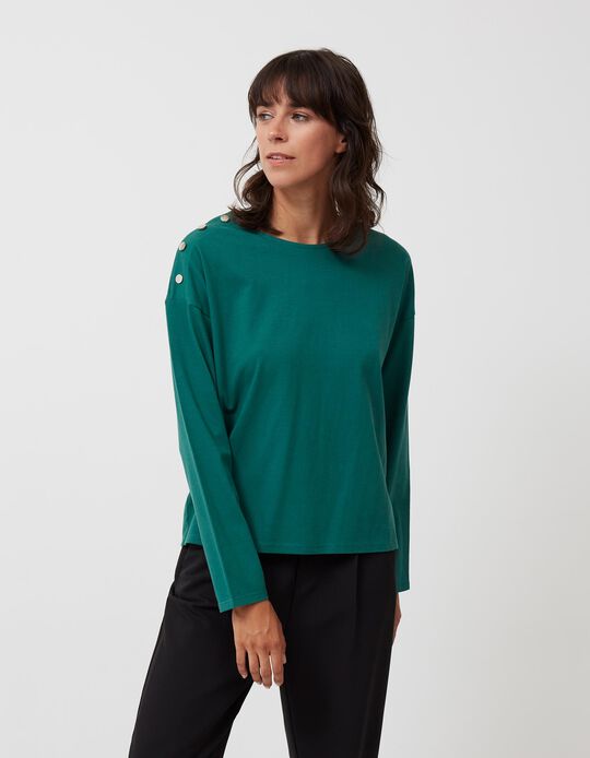 Long Sleeved T-shirt, Women, Dark Green