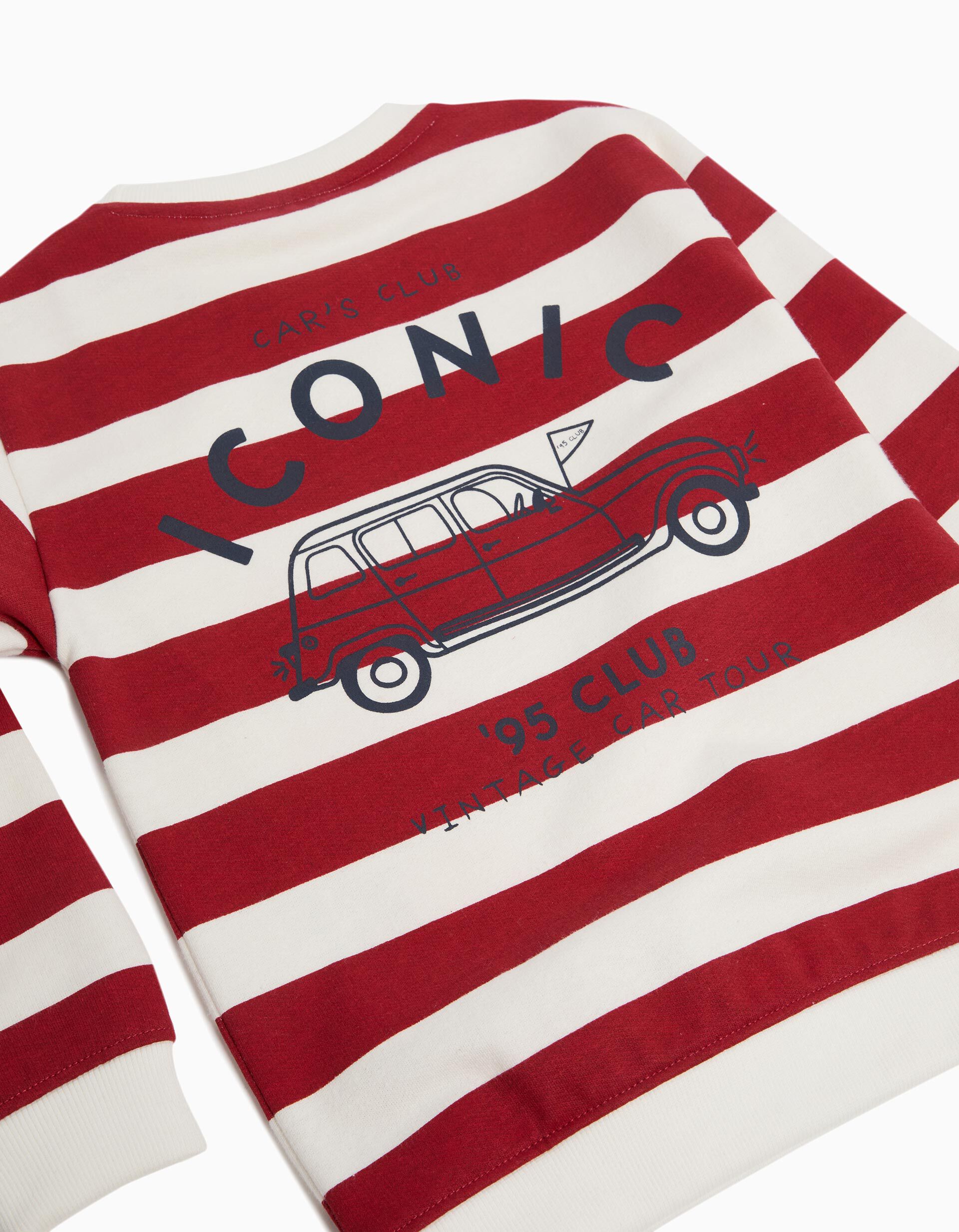Comprar Online Sweatshirt Fleece Riscas, Menino, Vermelho Escuro