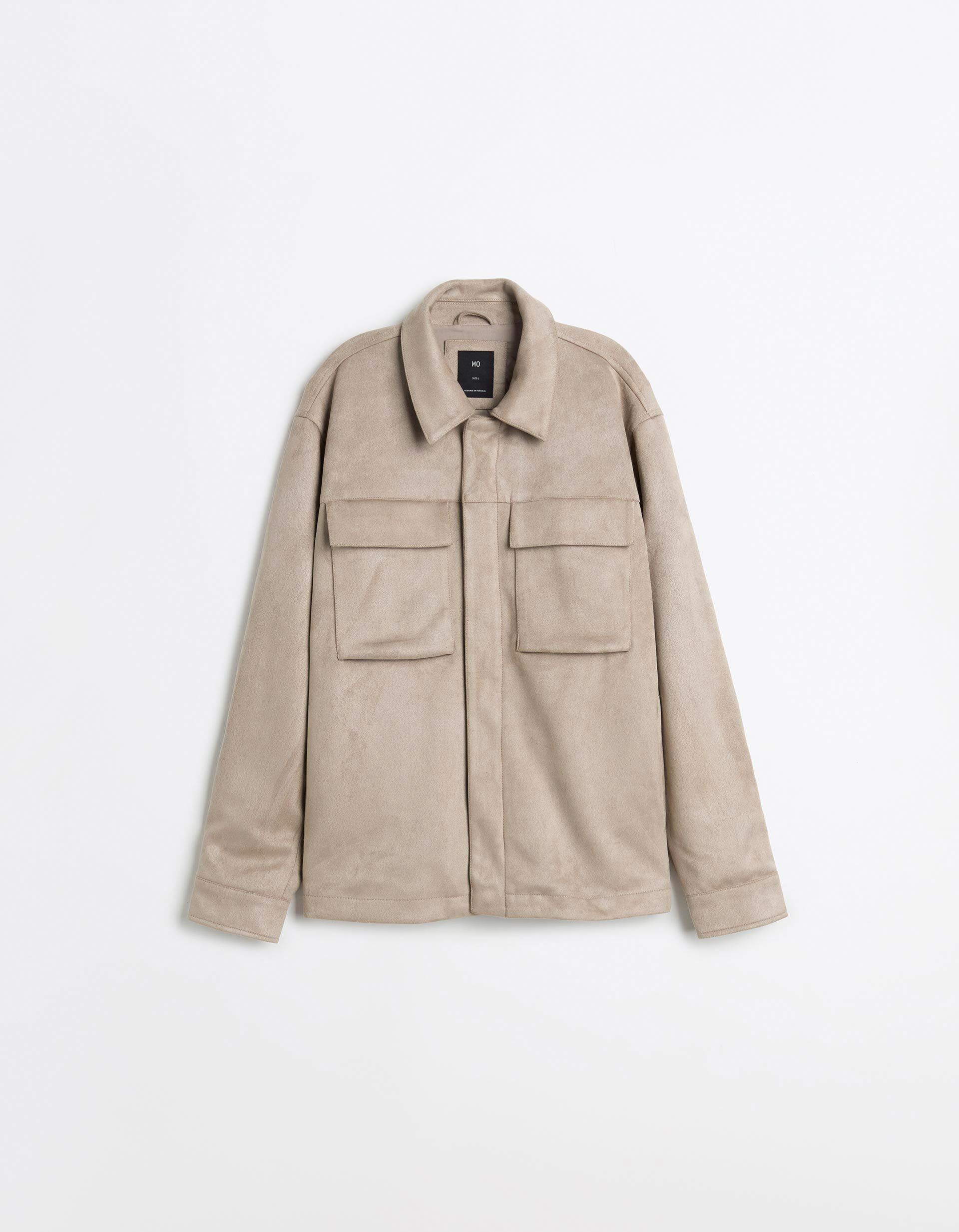 Comprar Online Sobrecamisa Efeito Camur&ccedil;a, Homem, Bege