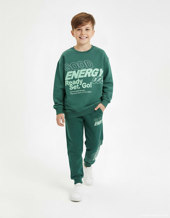 Comprar Online Cal&ccedil;as Jogging de Felpa, Menino, Verde Escuro